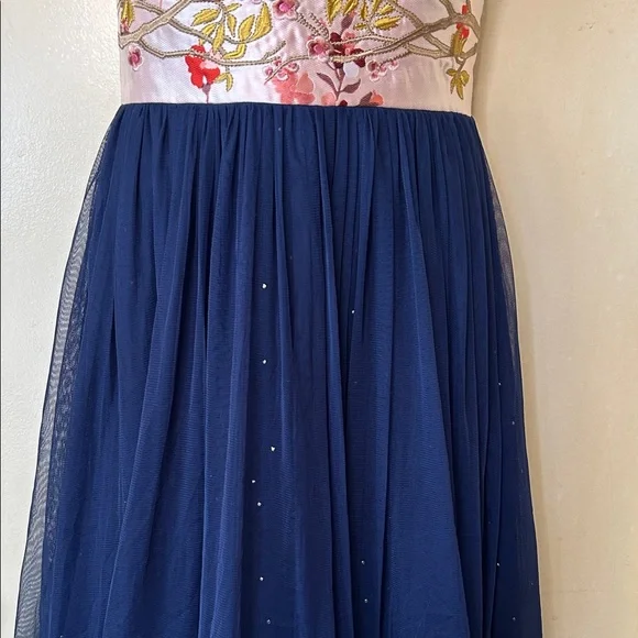 Anthropologie Moulinette Soeurs Floral and Navy Tulle Dress size 14 - Picture 5 of 16